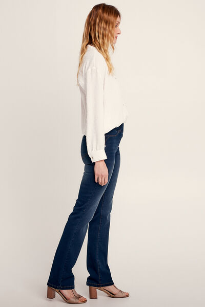 Jean tregging taille élastiquée denim brut femme
