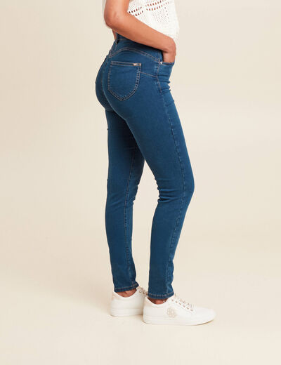 Jeans léger taille haute long denim double stone femme