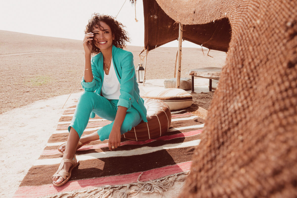 Pantalon flou fluide vert femme