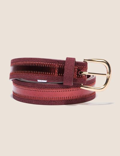 Ceinture fine bordeaux femme