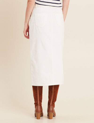 Jupe longue droite en jean blanc femme
