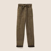 Pantalon coupe mom 7/8&egrave;me vert kaki femme