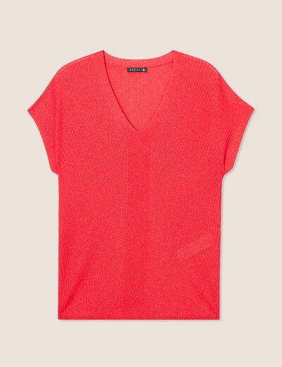 Pull à manches courtes rouge femme