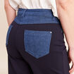 Pantalon large bi-mati&egrave;re bleu fonc&eacute; femme