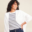 Gilet droit mi-long à pans manches 3/4 ecru femme