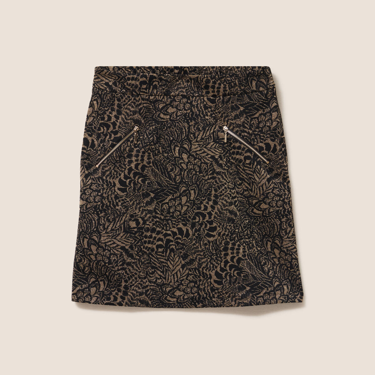 Jupe jacquard courte vert kaki femme