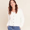 Gilet col V &agrave; sequins ecru femme