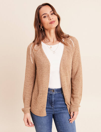 Gilet manches longues sable femme