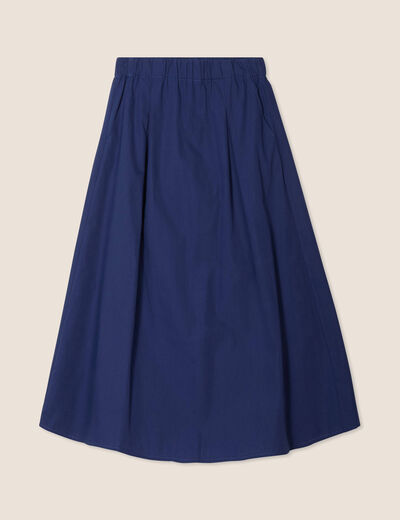 Jupe longue évasée bleu foncé femme