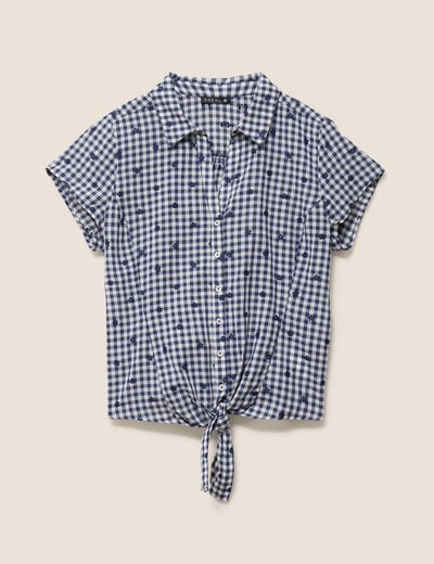 Chemise nou&eacute;e bleu femme