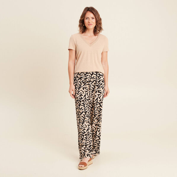 t shirt manches courtes col en v sable femme T-shirt manches courtes col en V sable femme
