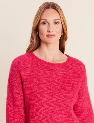 Pull droit col rond manches longues rose femme