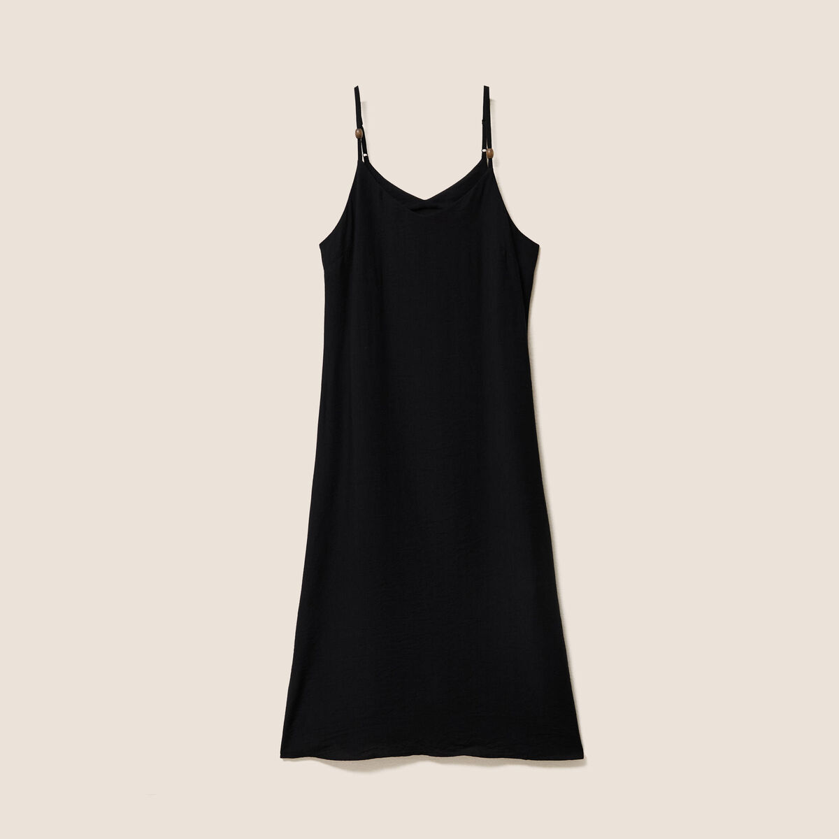 Robe longue d&eacute;collet&eacute; &agrave; fines bretelles noir femme