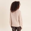 Pull droit col montant manches longues beige femme