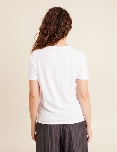 T-shirt col rond blanc femme