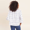 Blouse col tunisien manches 3/4 bleu femme