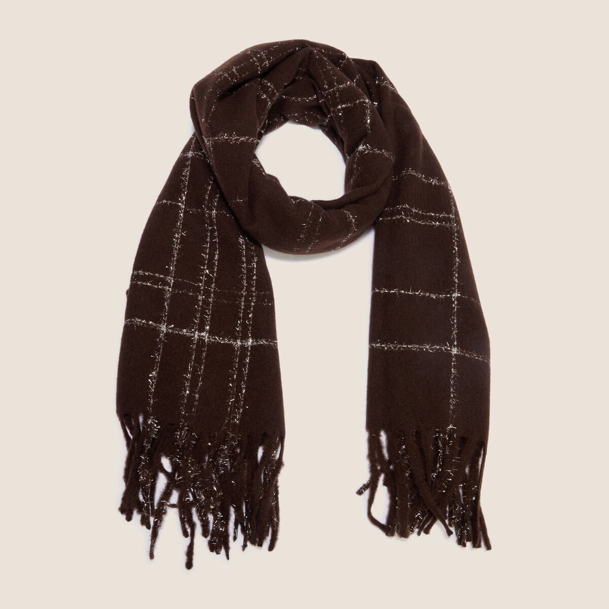 &Eacute;charpe fluide marron fonc&eacute; femme