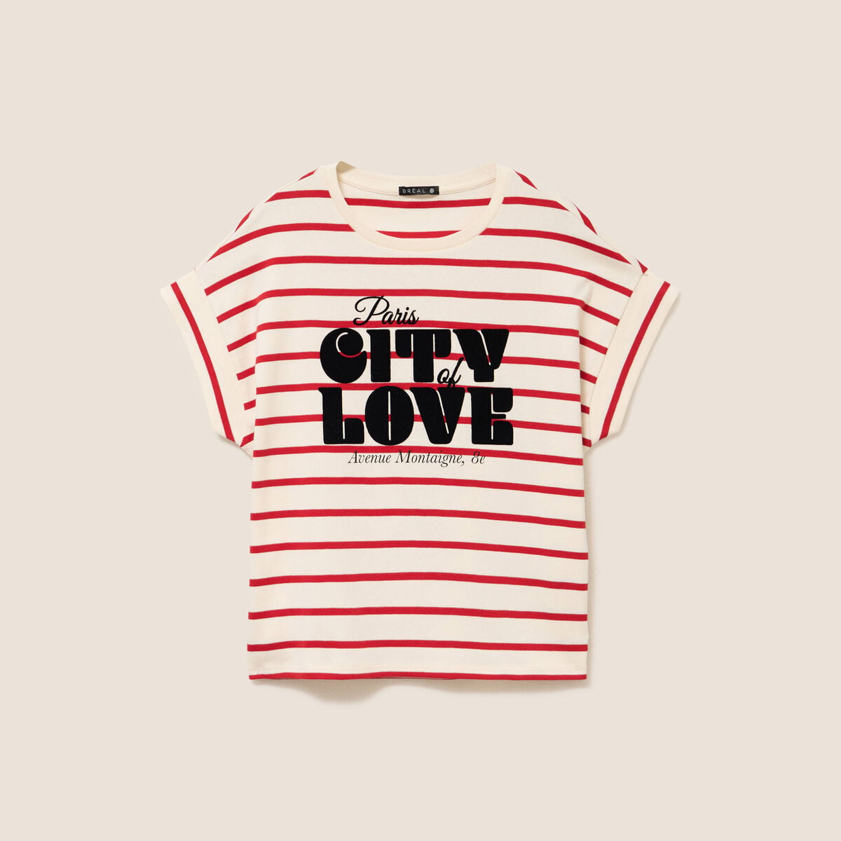 T-shirt droit col rond manches courtes rouge femme