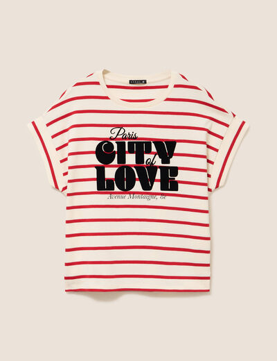 T-shirt droit col rond manches courtes rouge femme