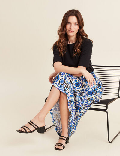 Jupe fluide taille standard bleu femme