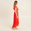 Robe longue &eacute;vas&eacute;e &agrave; volants orange fonc&eacute; femme