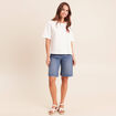 T-shirt col rond manches courtes sequins ecru femme