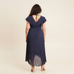 Robe longue &eacute;vas&eacute;e &agrave; volants bleu marine femme