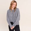 Gilet avec d&eacute;tails au col gris fonc&eacute; femme
