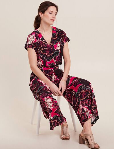 Pantalon flou large 7/8ème noir femme