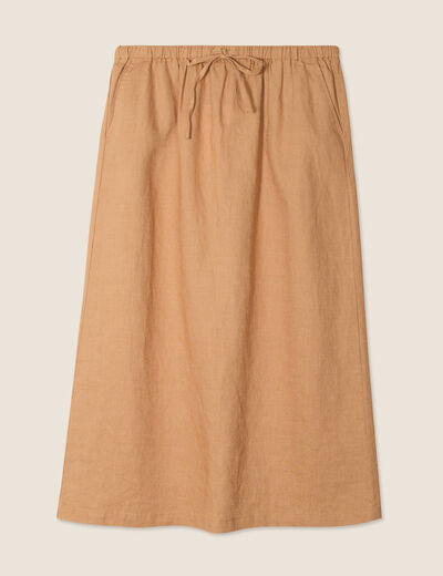 Jupe longue trapèze beige femme