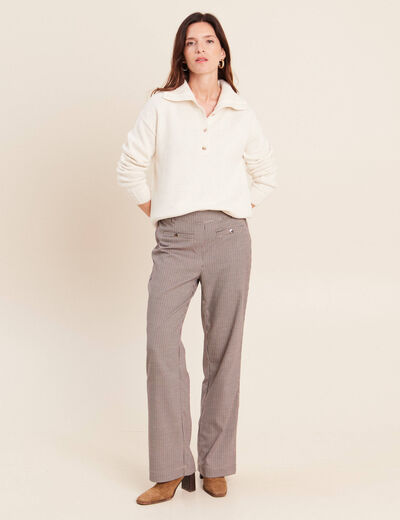 Pull col camionneur ecru femme