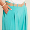 Pantalon jupe-culotte large vert turquoise femme