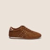Basket semelle fine aspect daim marron fonc&eacute; femme