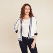 Gilet manches 3/4 ajouré ecru femme