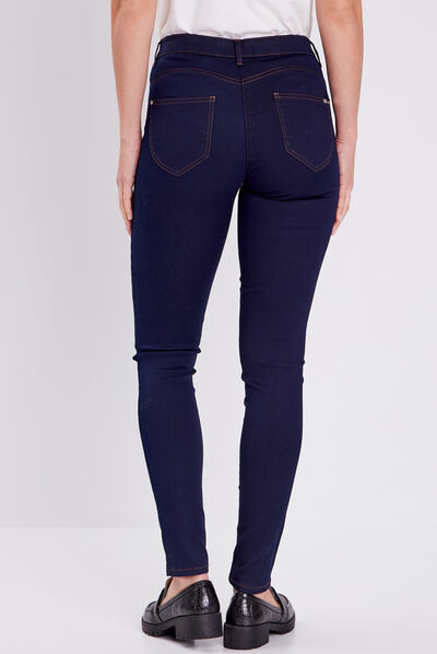 Pantalon léger taille basculée long denim brut femme