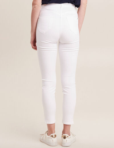 Pantalon léger taille haute 7/8ème blanc femme