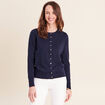 Gilet manches longues col rond bleu marine femme