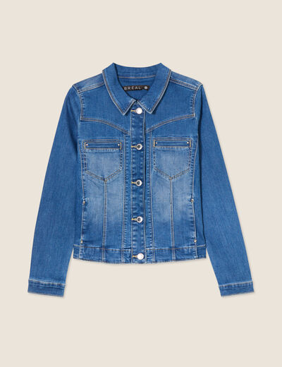 Blouson en jean denim double stone femme