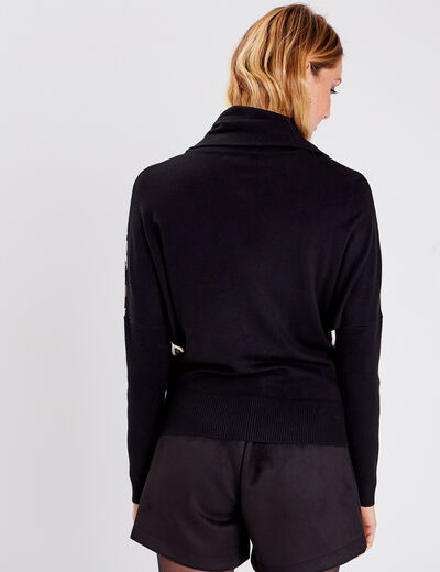 Pull manches longues noir femme