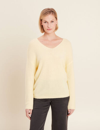 Pull manches longues jaune clair femme