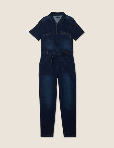 Combinaison pantalon en jean denim brut femme