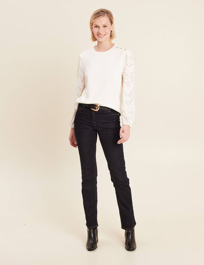 Sweat manches longues ecru femme