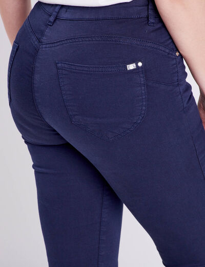 Pantacourt droit taille standard bleu marine femme