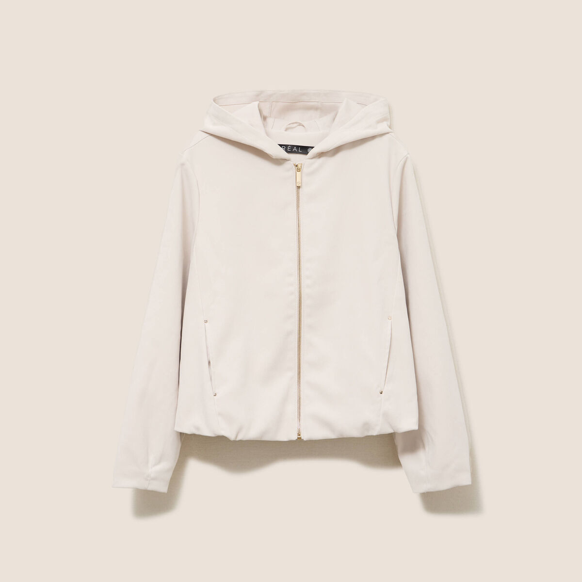 Veste zipp&eacute;e avec capuche sable femme