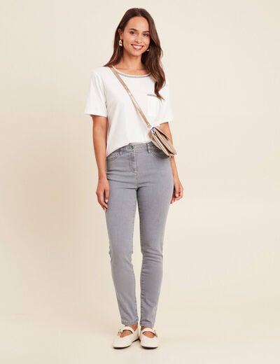 Jean magique L'Unique coupe ajust&eacute;e denim gris femme