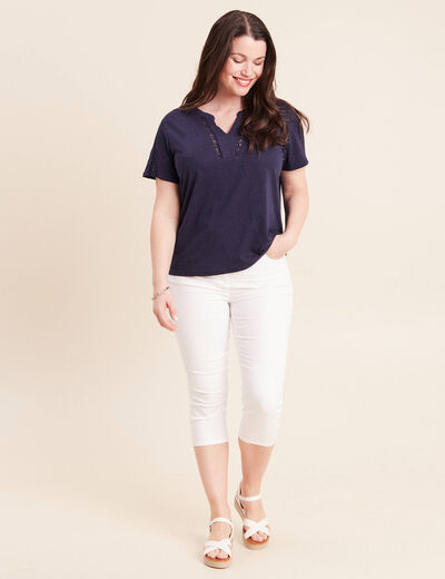 T-shirt manches courtes bleu marine femme
