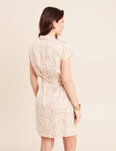 Robe droite zipp&eacute;e beige femme