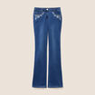 jean bootcut taille basculée brodé denim stone femme