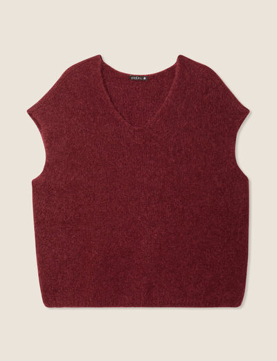 Pull sans manches bordeaux femme