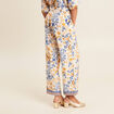 Pantalon fluide taille haute bleu femme